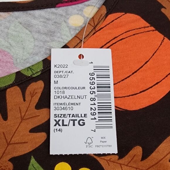 Girls Thanksgiving Fall Autumn Harvest Pumpkins Printed Dress Size XL 14 NEW - Picture 5 of 8